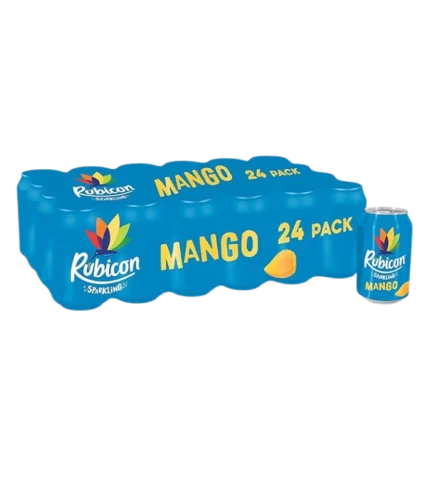 Rubicon Sparkling Mango est fabriqué à partir de vrais jus de fruits 24x330ml cannette