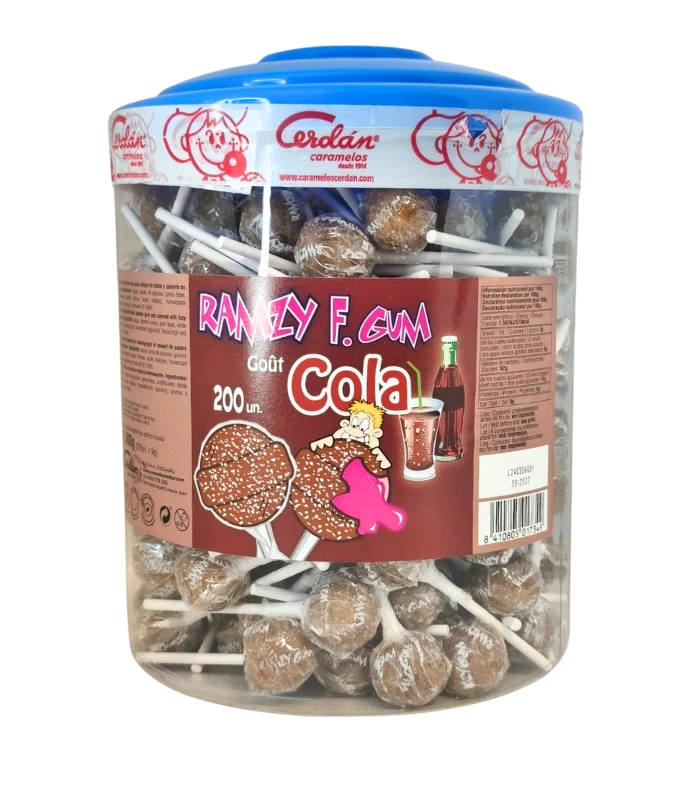 200 Sucette Ramzy Gum Cola Cerdan 1.800g