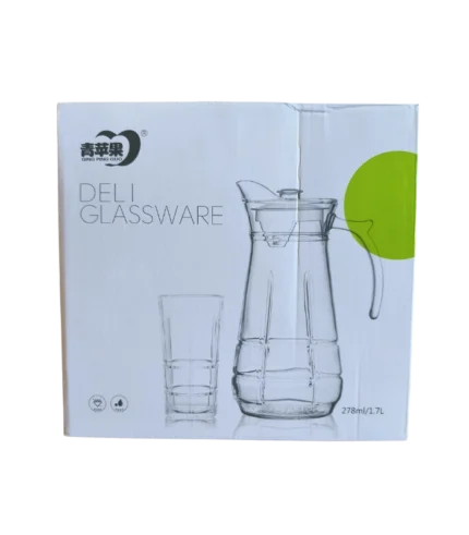Pichet en verre avec anse et 6 verres